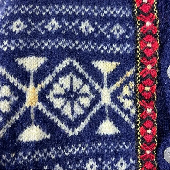 Vintage 60s Norway Fair Isle Wool Cardigan Sweater Small - Picture 6 of 10